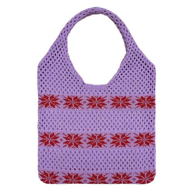 Christmas snowflake pattern knitted tote bag beach bag