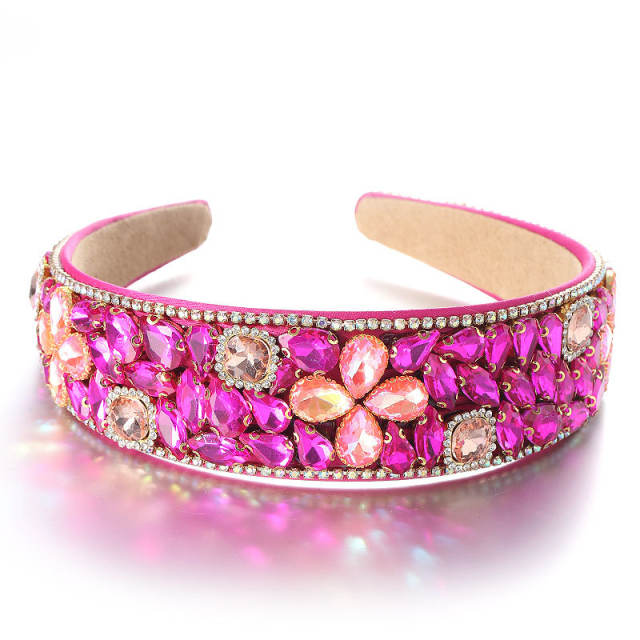 Baroque luxury colorful glass crystal statement headband