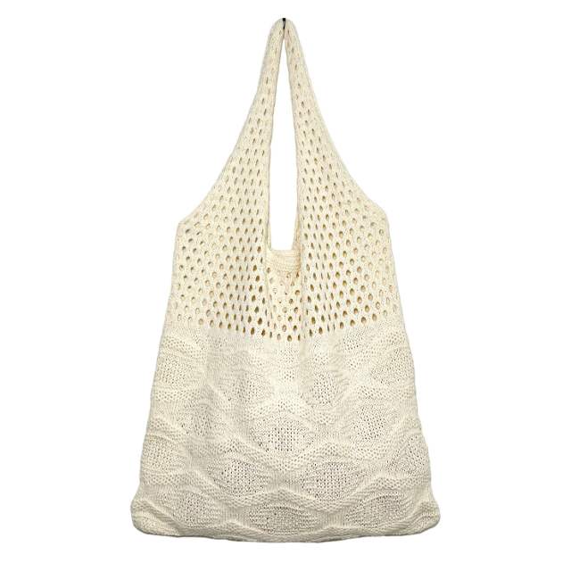 Unique wave pattern knitted corchet tote bag beach bag