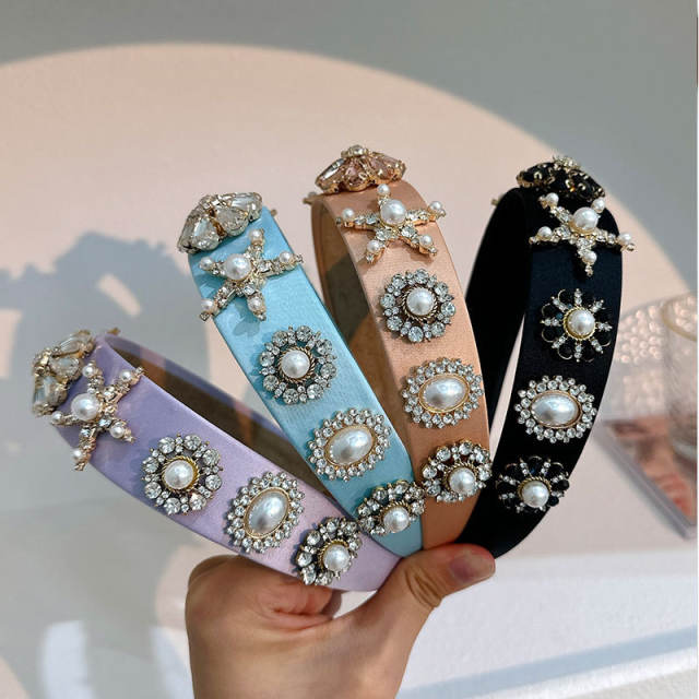 Baroque diamond star flower colorful headband