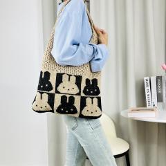 Korean fashion cute rabbit knitted corchet tote bag beach bag