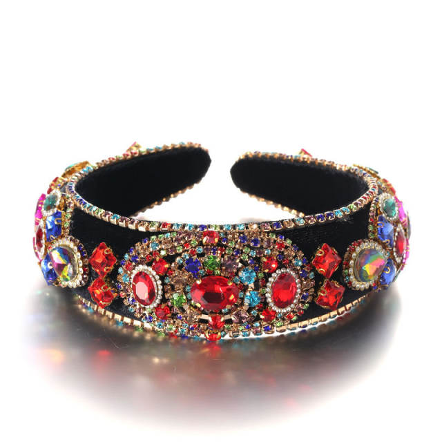 Baroque luxury glass crystal statement padded headband