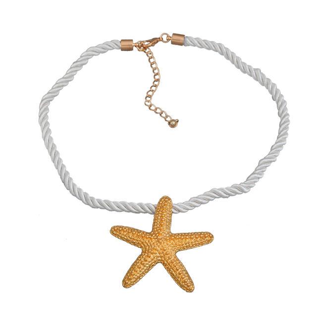 Summer chunky starfish pendant rope chain necklace
