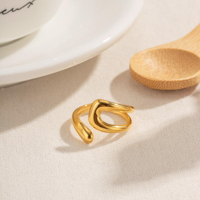Chunky geometric design stainless steel rings