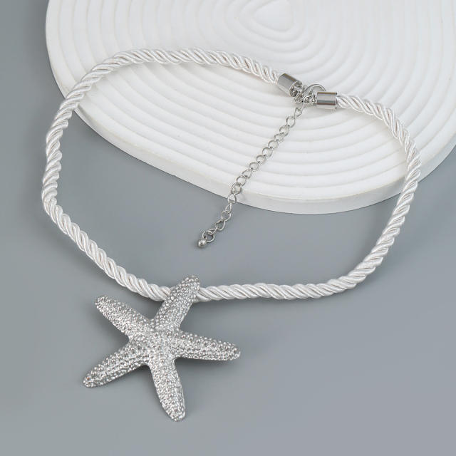Summer chunky starfish pendant rope chain necklace