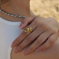 Chunky geometric design stainless steel rings
