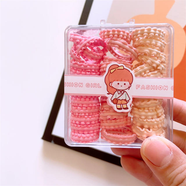 Candy color rubber hair ties for kids with box