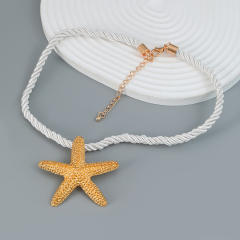 Summer chunky starfish pendant rope chain necklace