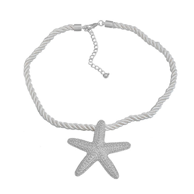 Summer chunky starfish pendant rope chain necklace