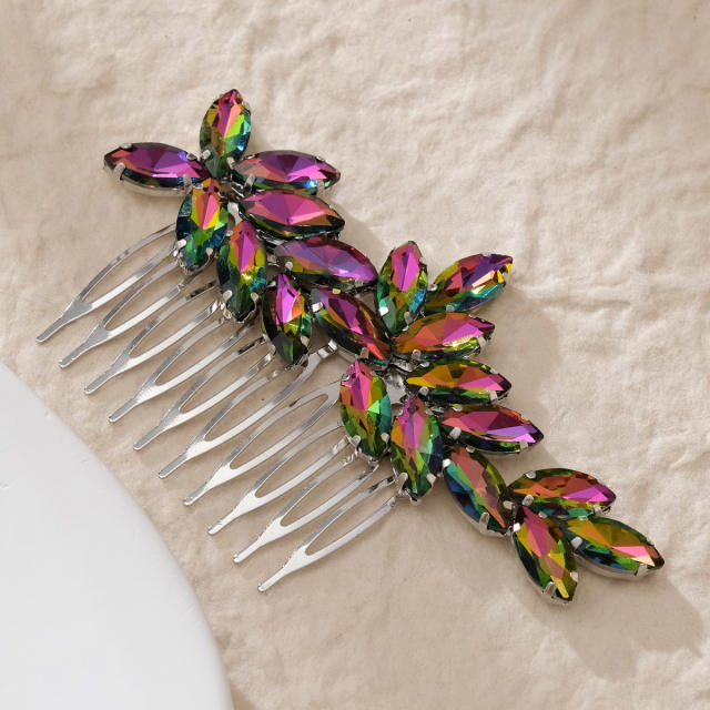 Handmade colorful crystal wedding hair combs
