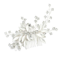 Handmade silver color rhinestone leaf design wedding hair combs