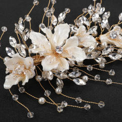 Handmade crystal bead flower hair clips for bridal