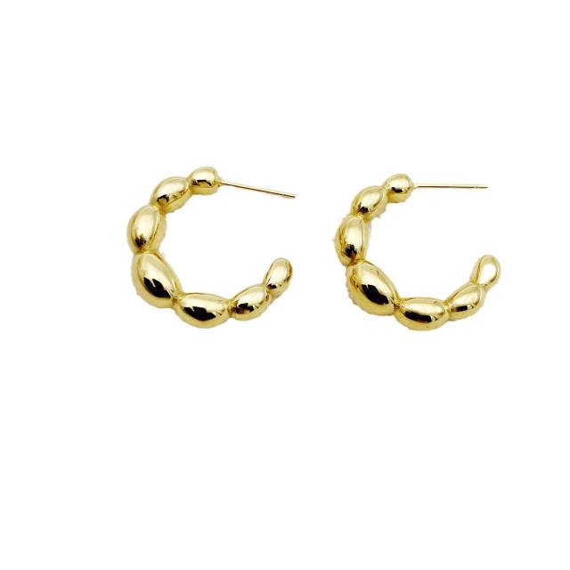 Easy match chunky open hoop stainless steel earrings