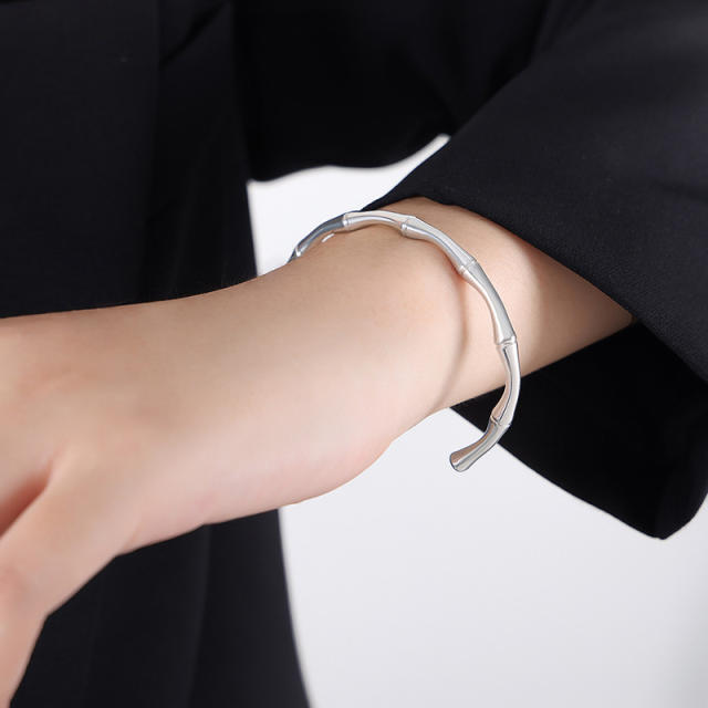 Easy match stainless steel bangle for women bamboo bangle