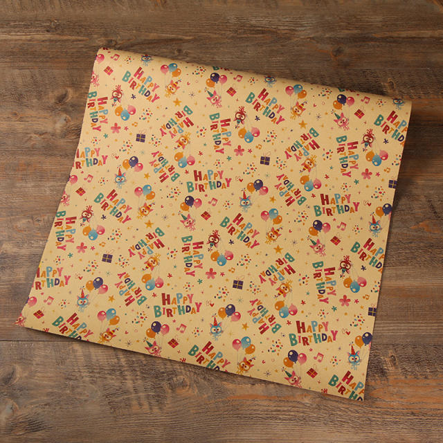 DIY vintage kraft birthday wrapping paper