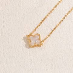 Dainty mother shell clover copper necklace