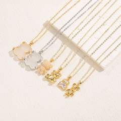 INS trend cute bear pendant gold plated copper dainty necklace