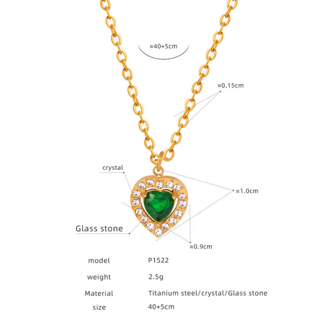 Elegant french water pearl emerald statement stainless steel necklace earrings