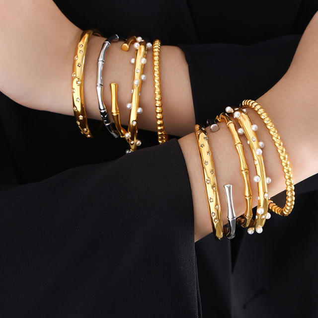 Easy match stainless steel bangle for women bamboo bangle