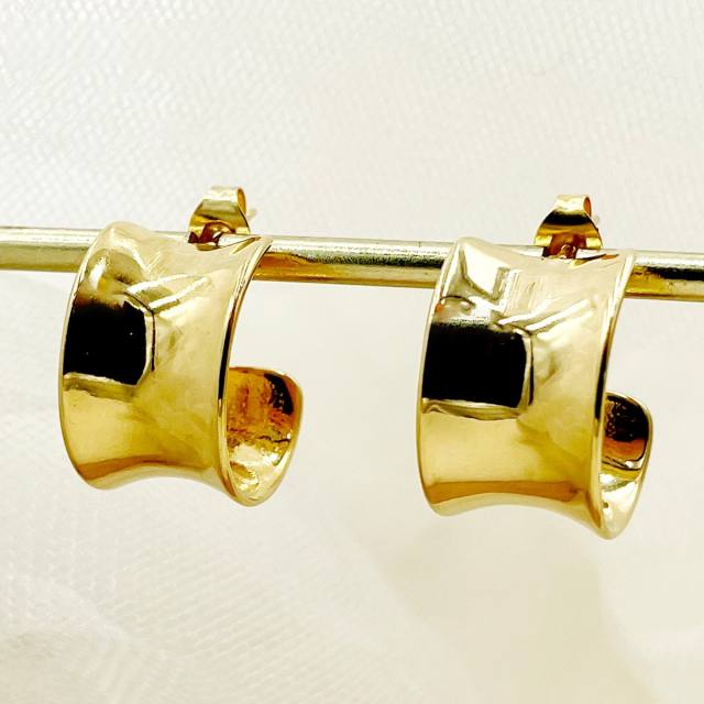 Vintage chunky stainless steel earrings open hoop earrings