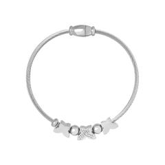 18K gold plated diamond heart evil eye stainless steel bracelet