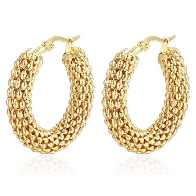 Vintage 18K gold plated chunky stainless steel huggie earrings hoop earrings