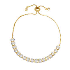 Summer rainbow cz gold plated copper slide bracelet