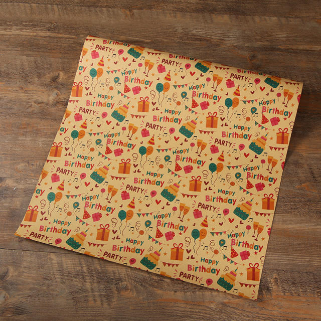 DIY vintage kraft birthday wrapping paper