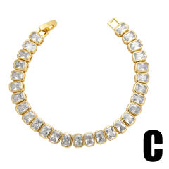 Luxury summer rainbow cz diamond copper bracelet