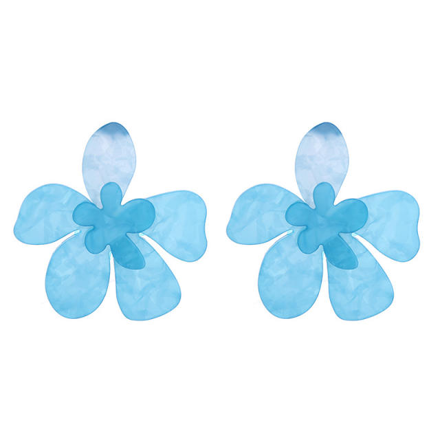 Summer colorful acrylic flower chunky earrings