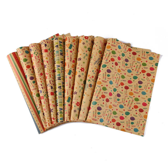 DIY vintage kraft birthday wrapping paper