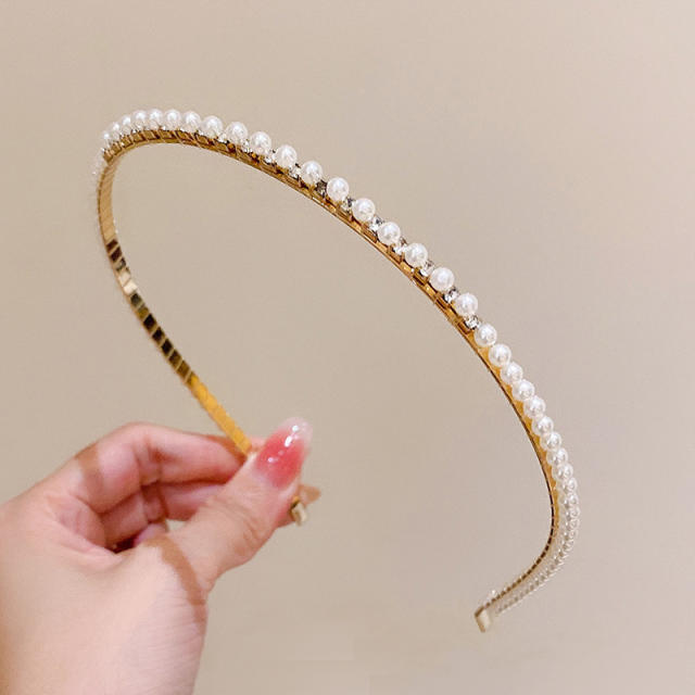 Chic braid pearl simple headband for women