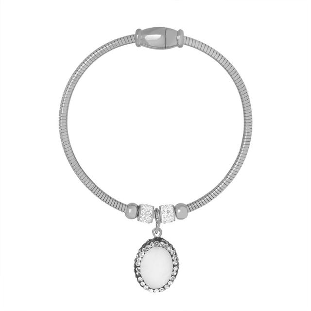18K gold plated diamond heart evil eye stainless steel bracelet