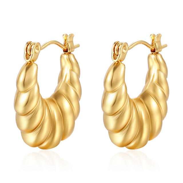 18K chunky hoop stainless steel earrings