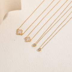 Dainty mother shell clover copper necklace