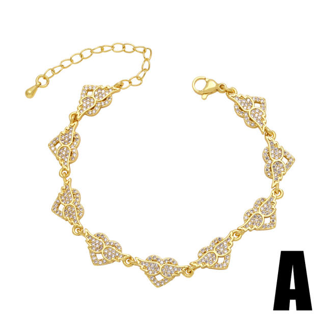 Creative diamond heart plane copper chain bracelet