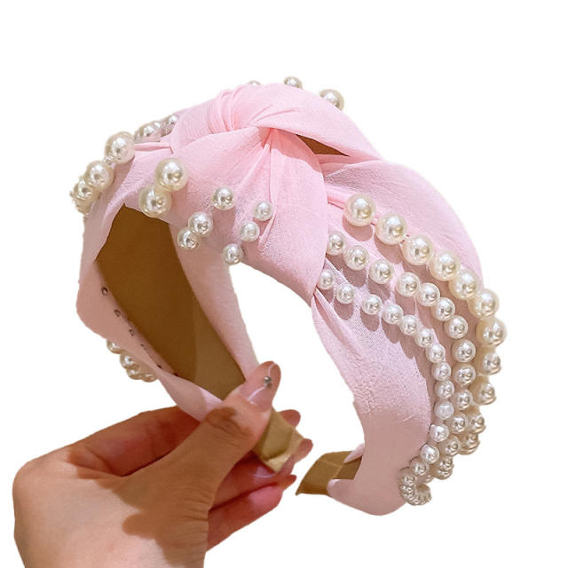 Korean fashion elegant pearl knotted headband