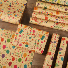 DIY vintage kraft birthday wrapping paper
