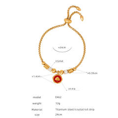 18K gold plated diamond heart evil eye stainless steel bracelet
