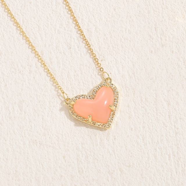 14K real gold plated heart pendant copper dainty necklace