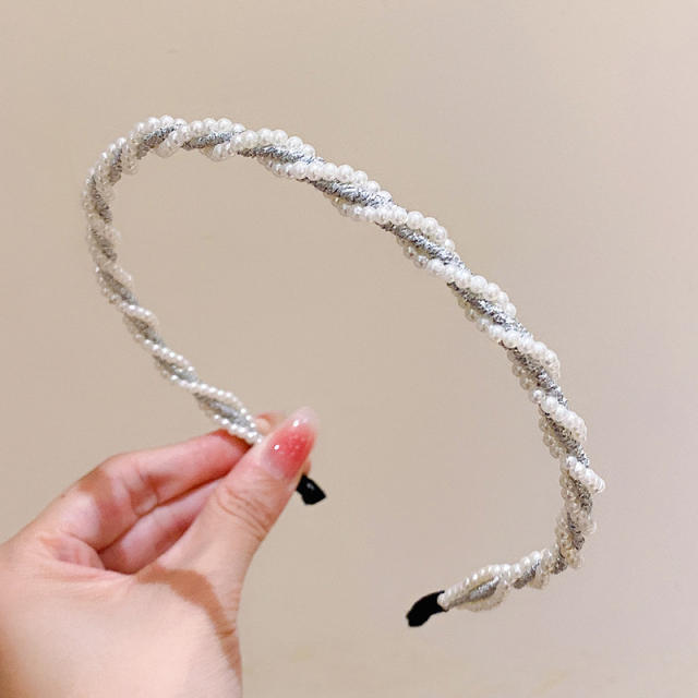 Chic braid pearl simple headband for women