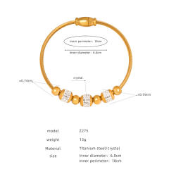 18K gold plated diamond heart evil eye stainless steel bracelet