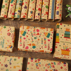 DIY vintage kraft birthday wrapping paper