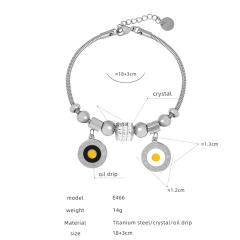 18K gold plated diamond heart evil eye stainless steel bracelet