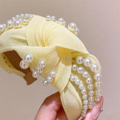 Korean fashion elegant pearl knotted headband