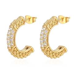 18K diamond open hoop stainless steel earrings