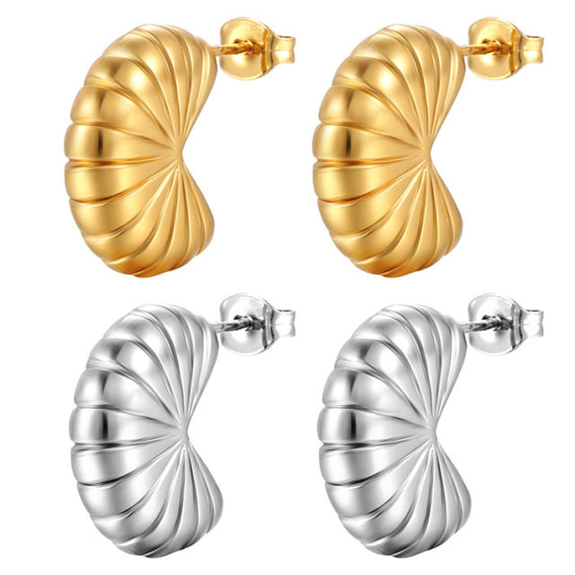 18K gold plated chunky stainless steel studs earrings