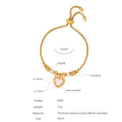 18K gold plated diamond heart evil eye stainless steel bracelet