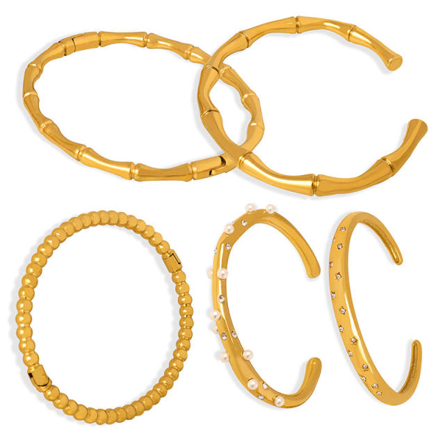Easy match stainless steel bangle for women bamboo bangle