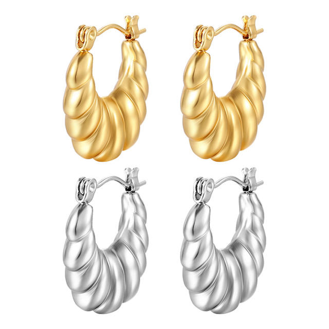 18K chunky hoop stainless steel earrings